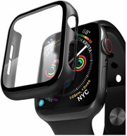Защитный пластиковый чехол (кейс) Apple Watch Series 4 SE 6 5 (Эпл Вотч) 40 мм для экрана/дисплея и корпуса противоударный бампер черный