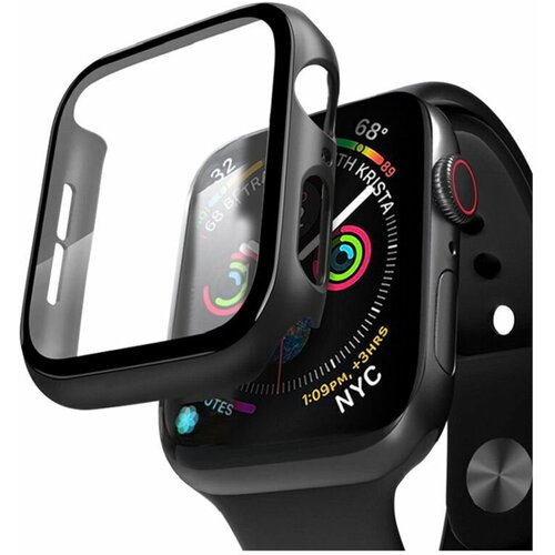 Защитный пластиковый чехол (кейс) Apple Watch Series 4 SE 6 5 (Эпл Вотч) 40 мм для экрана/дисплея и корпуса противоударный бампер черный защитный пластиковый чехол кейс apple watch series 4 se 6 5 эпл вотч 44 мм для экрана дисплея и корпуса противоударный бампер белый