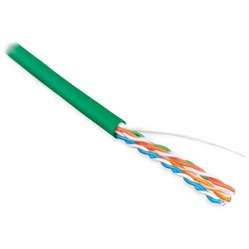 Кабель информационный Hyperline UUTP4-C5E-S24-IN-LSZH-GN-100 кат.5E U/UTP 4X2X24AWG LSZH внутренний 100м зеленый кабель информационный hyperline uutp4 c5e s24 in lszh bl 305 кат 5e u utp 4x2x24awg lszh внутренний 305м синий