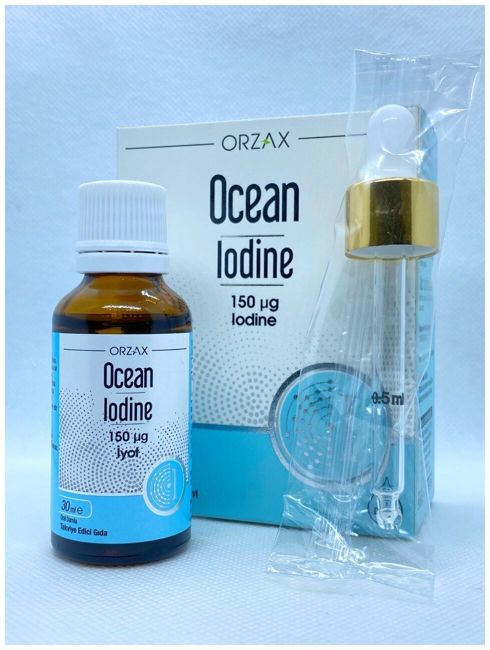 Orzax Iodine (Йод) 150мкг / 30мл капли / 600доз в упаковке / Здоровье щитовидной железы / Йод для взрослых и детей старше 11 лет