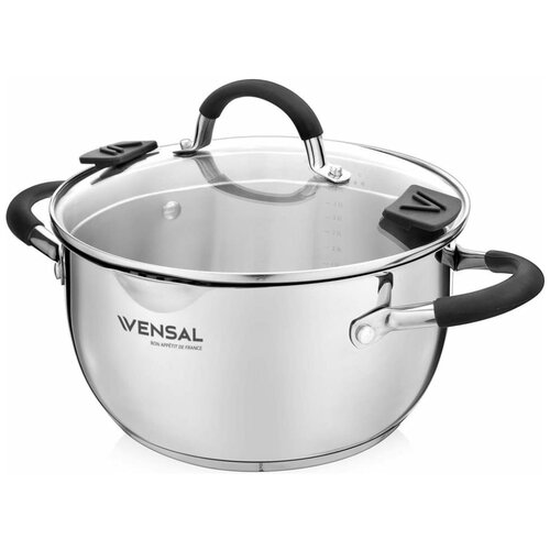 Кастрюля из нержавеющей стали с крышкой Vensal Magique 2.5л, для всех видов плит