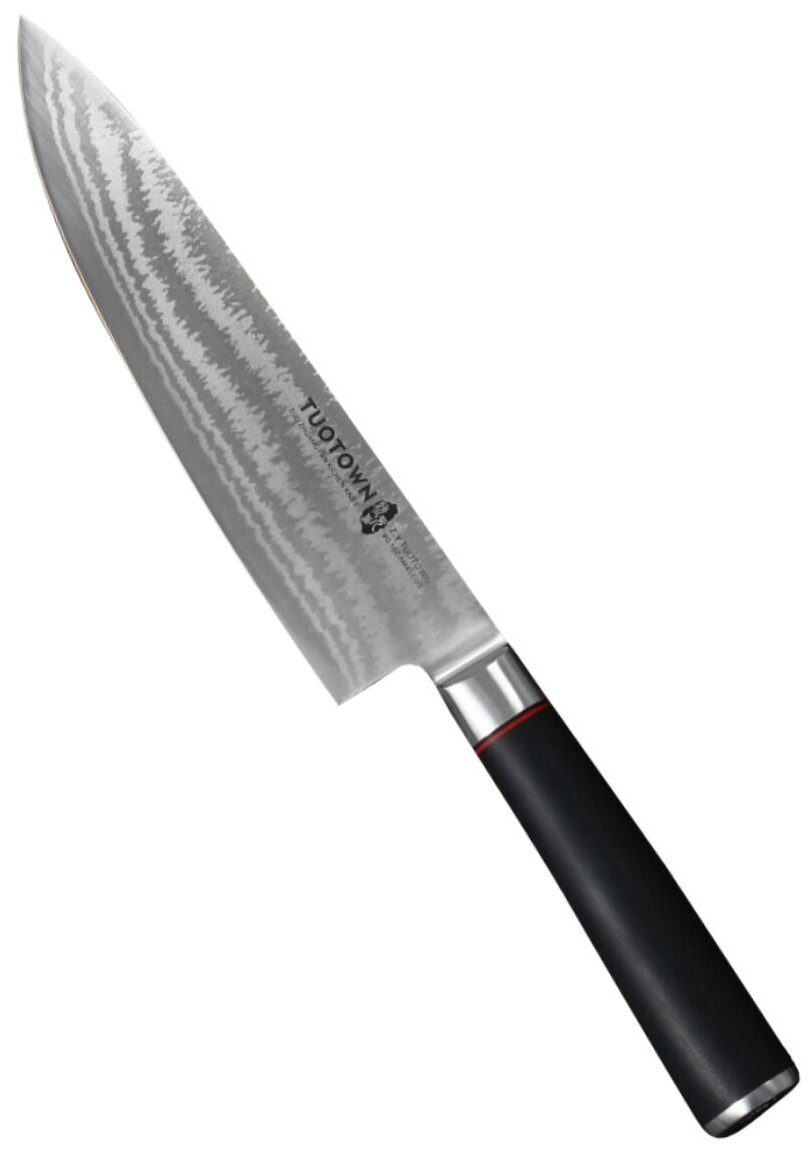 Нож кухонный профессиональный Шеф,TUOTOWN, длина клинка 20 см, сталь ламинация VG10, рукоять G10