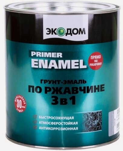 Изображение товара Грунт-эмаль по ржавчине Экодом 3 в 1, полуматовая, 2,2 кг, зеленый мох