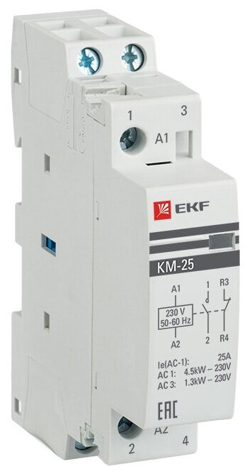 Модульный контактор EKF КМ NО+NC (1 мод.) PROxima 25А