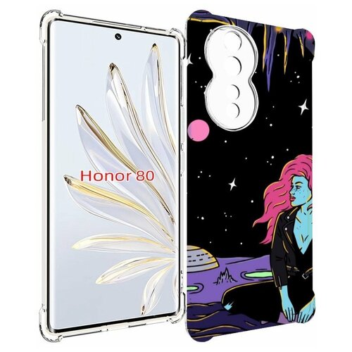 Чехол MyPads девушка с красными волосами в космосе женский для Honor 80 задняя-панель-накладка-бампер чехол mypads девушка с красными волосами в космосе женский для honor 80 задняя панель накладка бампер