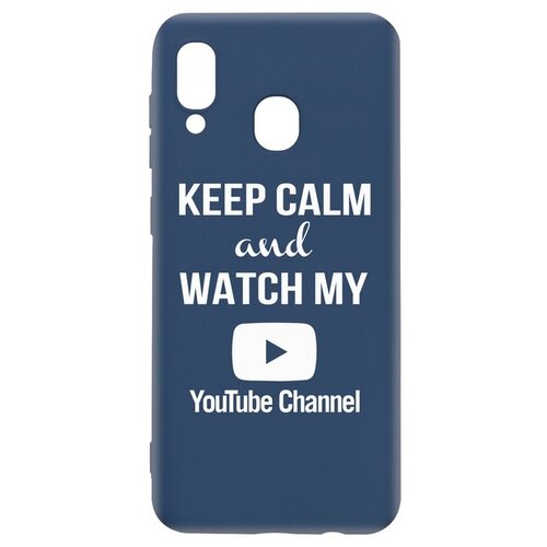 фото Чехол-накладка krutoff silicone case youtube для samsung galaxy a40 (a405) синий krutoff group