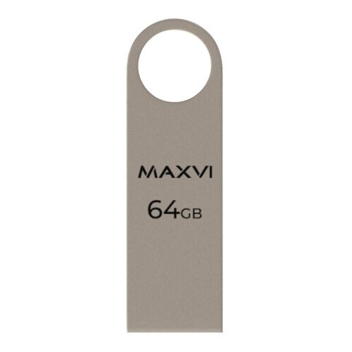 USB флеш-накопитель Maxvi MK 64GB metallic silver, монолит, металл, USB 2.0 usb флеш накопитель maxvi 128gb metallic silver fd128gbusb20c10mr