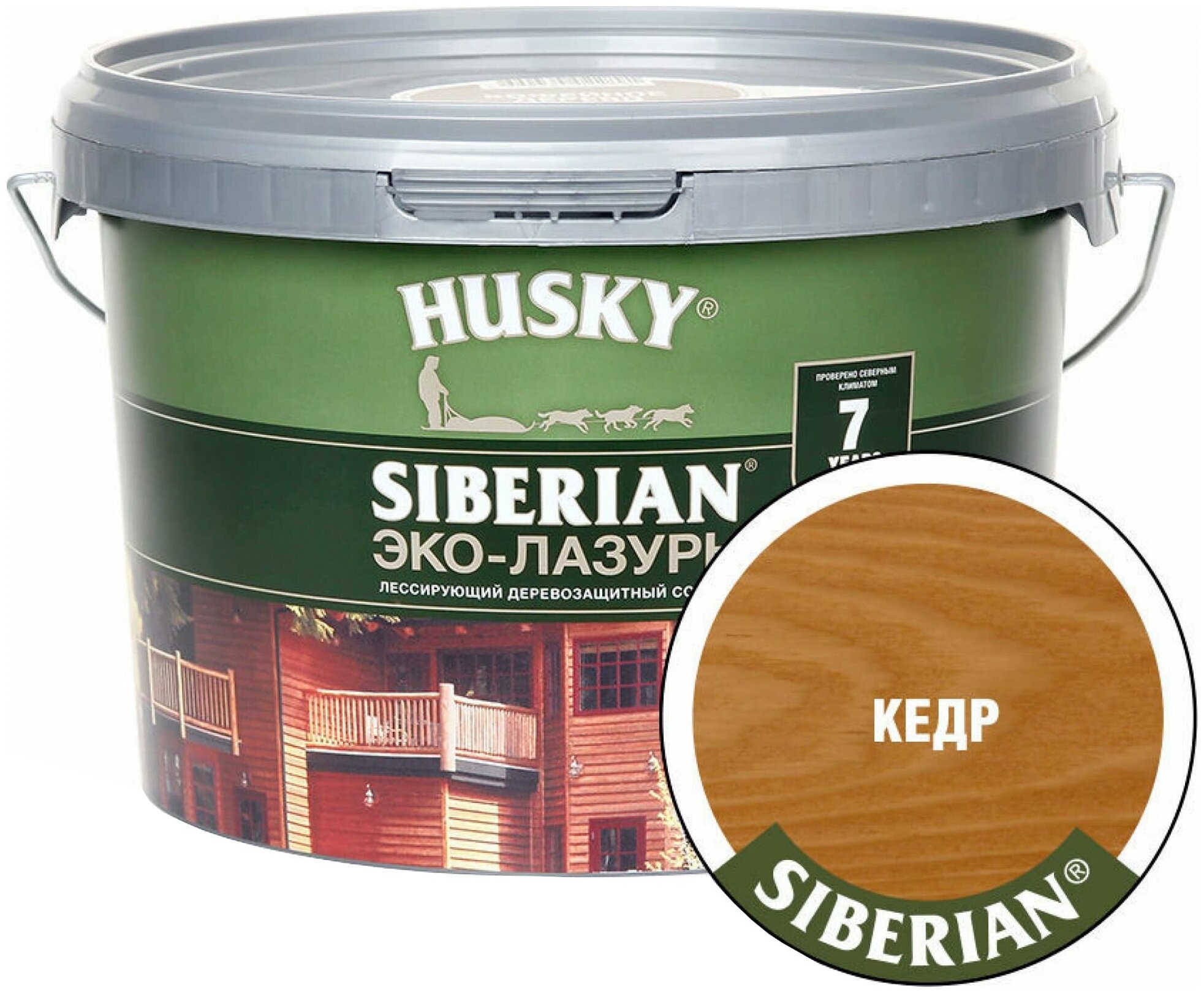 HUSKY SIBERIAN Эко-Лазурь для дерева полуматовая кедр (25л)