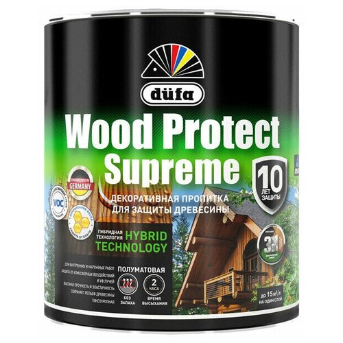 Средство деревозащитное DUFA Wood Protect Supreme 0,75л бесцветный, арт. МП00-008333 пропитка по дереву для внутренних работ fast dry wood stain old masters прозрачная база natural 0 946 литра