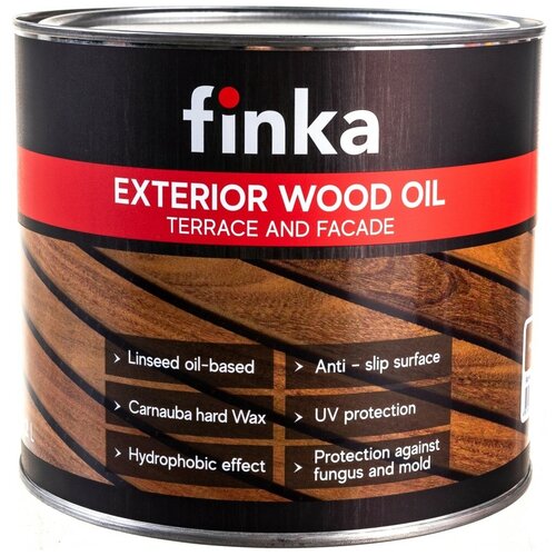 Масло Finka Exterior Wood Oil Hazelnut (хазелнат) 2,2 L для террас и фасадов, льняная основа, гидрофобный эффект