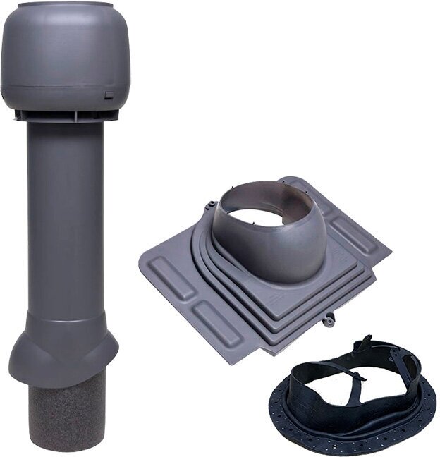 Комплект вентиляционного выхода Vilpe 125/из/700 для профнастила и любых видов металлочерепицы Серый