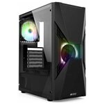 HIPER ORO-2RGB Игровой корпус чёрный (ATX, закаленное стекло, RGB fan 2x120 мм, 1xUSB, HD Audio) - изображение