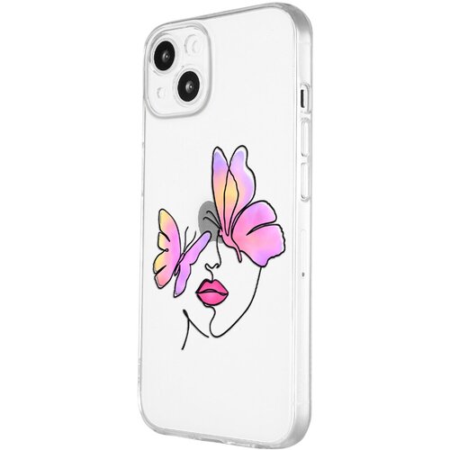 Силиконовый чехол с защитой камеры Mcover для Apple iPhone 13 mini с рисунком Девушка с бабочками силиконовый чехол с защитой камеры mcover для apple iphone 13 pro с рисунком девушка с бабочками