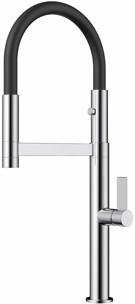 Смеситель для кухни OMOIKIRI Osaka-С-BL с гибким шлангом и кнопкой переключения струя-душ / шланг на магните / хром / черный шланг