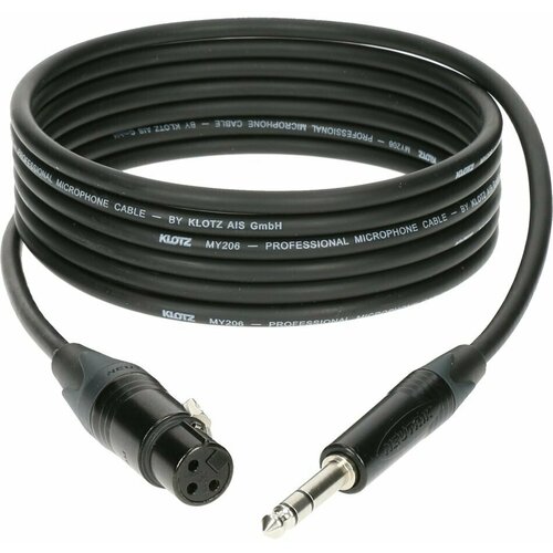 переходник xlr jack neutrik na2mp Klotz M1FS1B0750 микрофонный кабель MY206, длина 7.5 метров, цвет черный