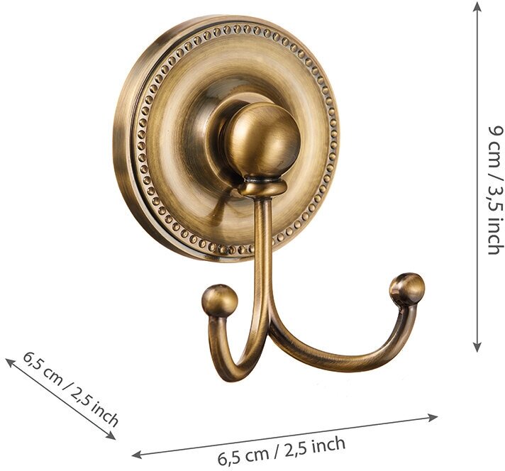 Крючок для ванной Fora Real двойной на шуруп металл бронза (FOR-RE053/725)
