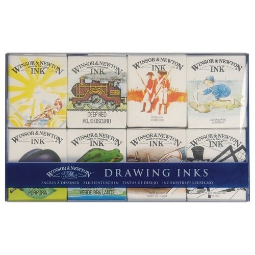 Winsor&Newton Набор туши художественной 8 цв. WN1090094 Коллекция Вильям 49846359532