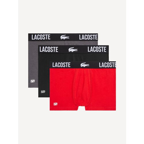 Трусы LACOSTE, 3 шт., размер XL, красный, черный, серый