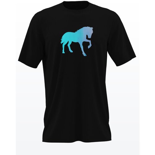 фото Футболка vilmoda конь черная с золотистым принтом l вилвинил