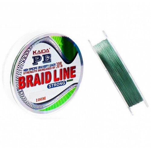 KAIDA Плетеный шнур BRAID LINE strong зеленая 100m 0,10 мм 3.9кг плетенка kaida braid line