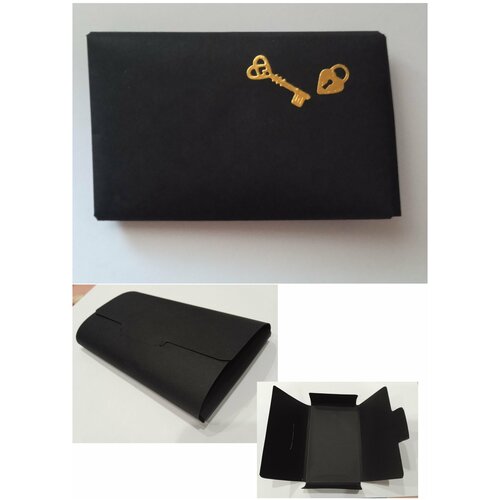 Конверт оригинальный чёрный Ключ к сердцу, 13 см х 8 см, 15 шт