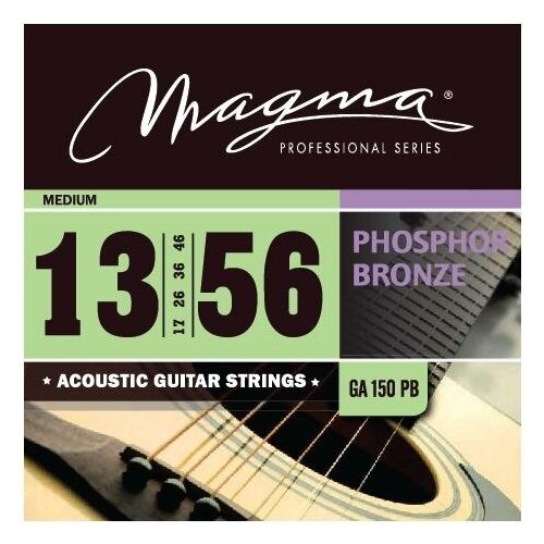 Струны для акустической гитары Magma Strings GA150PB, Серия: Phosphor Bronze, Калибр: 13-17-26-36-46-56, Обмотка: круглая, фосфористая бронза