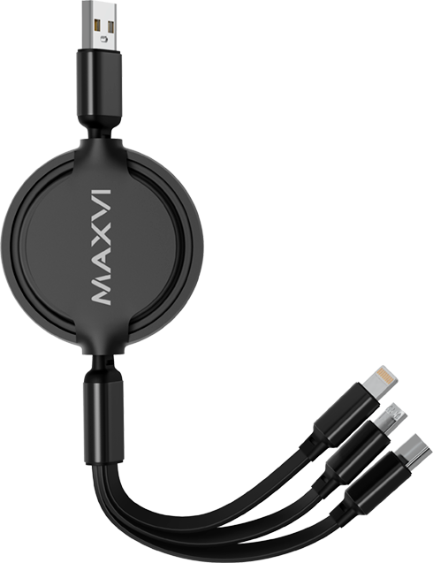 Кабель MAXVI USB - Lightning/microUSB/USB Type-C (MC-17MTL), 1.2 м, черный
