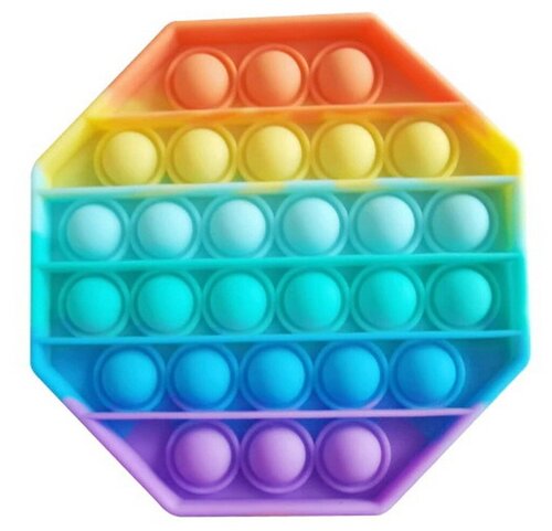 Сенсорная игрушка антистресс POP it Fidget с пузырьками Вечная пупырка - Тактильная успокоительная нажимная игрушка шарики Многоугольник, разноцветный