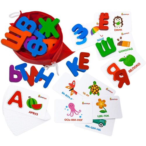 фото Игрушка "головоломка интерактивная азбука "буквы и слоги" 22х13х4см, развивающая, мдф, картон, в картонной коробке (россия) mivis