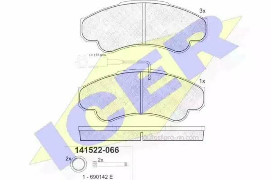 ICER 141522 141522 колодки дисковые передние !\ Peugeot Boxer 350 Models, Fiat Ducato 18 Maxi 02>