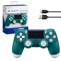 Беспроводной геймпад для PS4 с зарядным кабелем, Темно-зеленый / Bluetooth / джойстик для PlayStation 4, iPhone, iPad, Android, ПК /