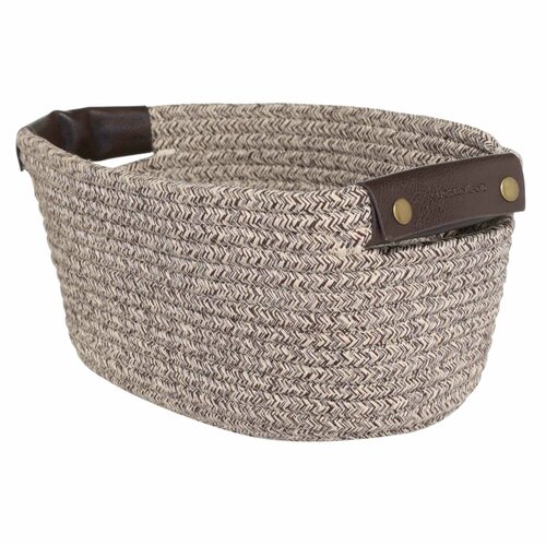 Корзина для хранения, 29х21х14 см, с ручками, хлопок/полиэстер, овальная, коричневая, Twine коричневый