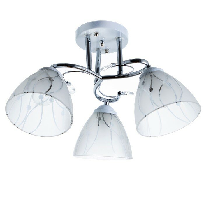 фото BayerLux Люстра "Авиталь" 3хЕ27 40Вт бело-хромовый 50х50х27 см