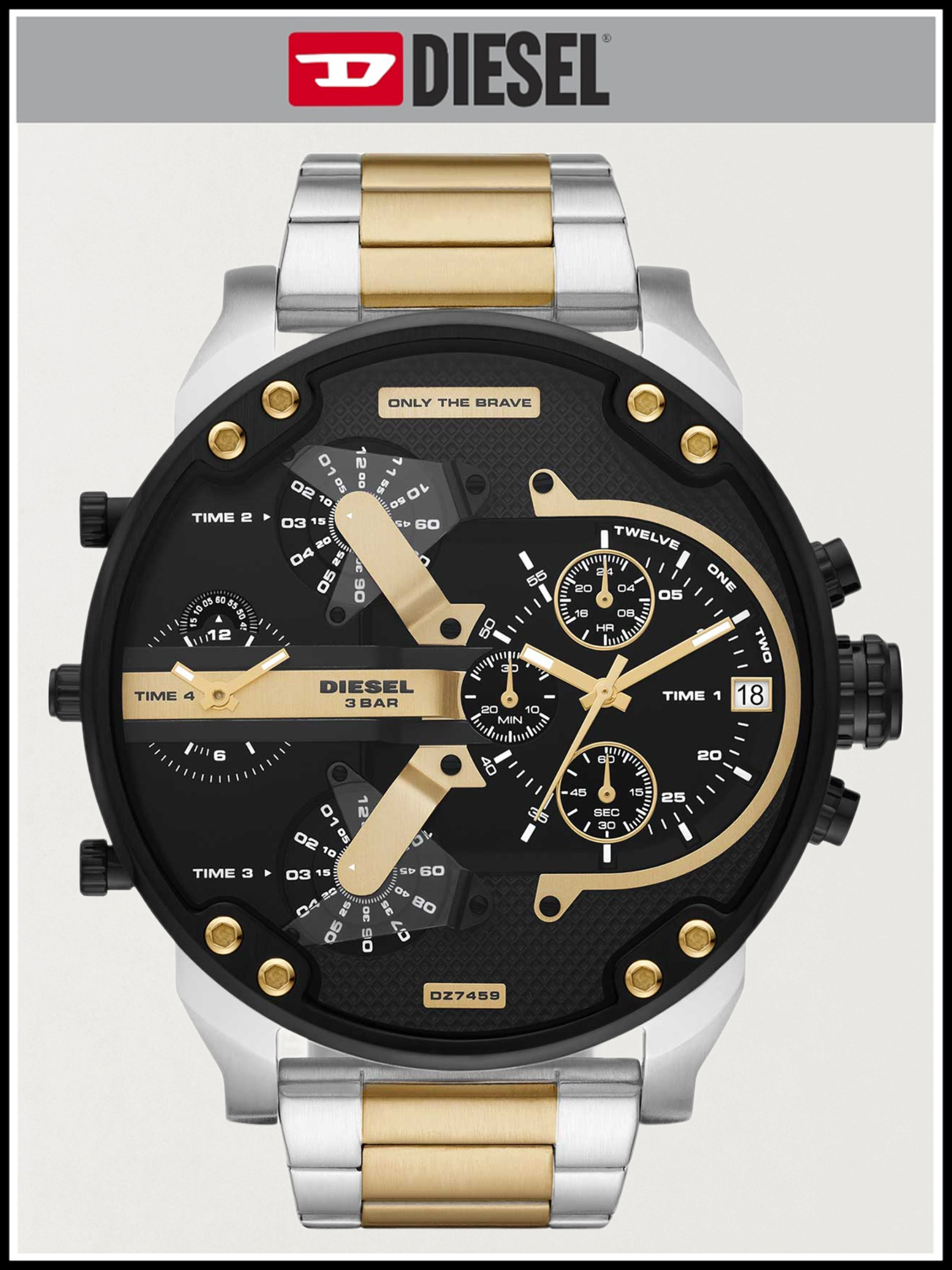 Мужские наручные часы Diesel золотые серебристые кварцевые оригинальные