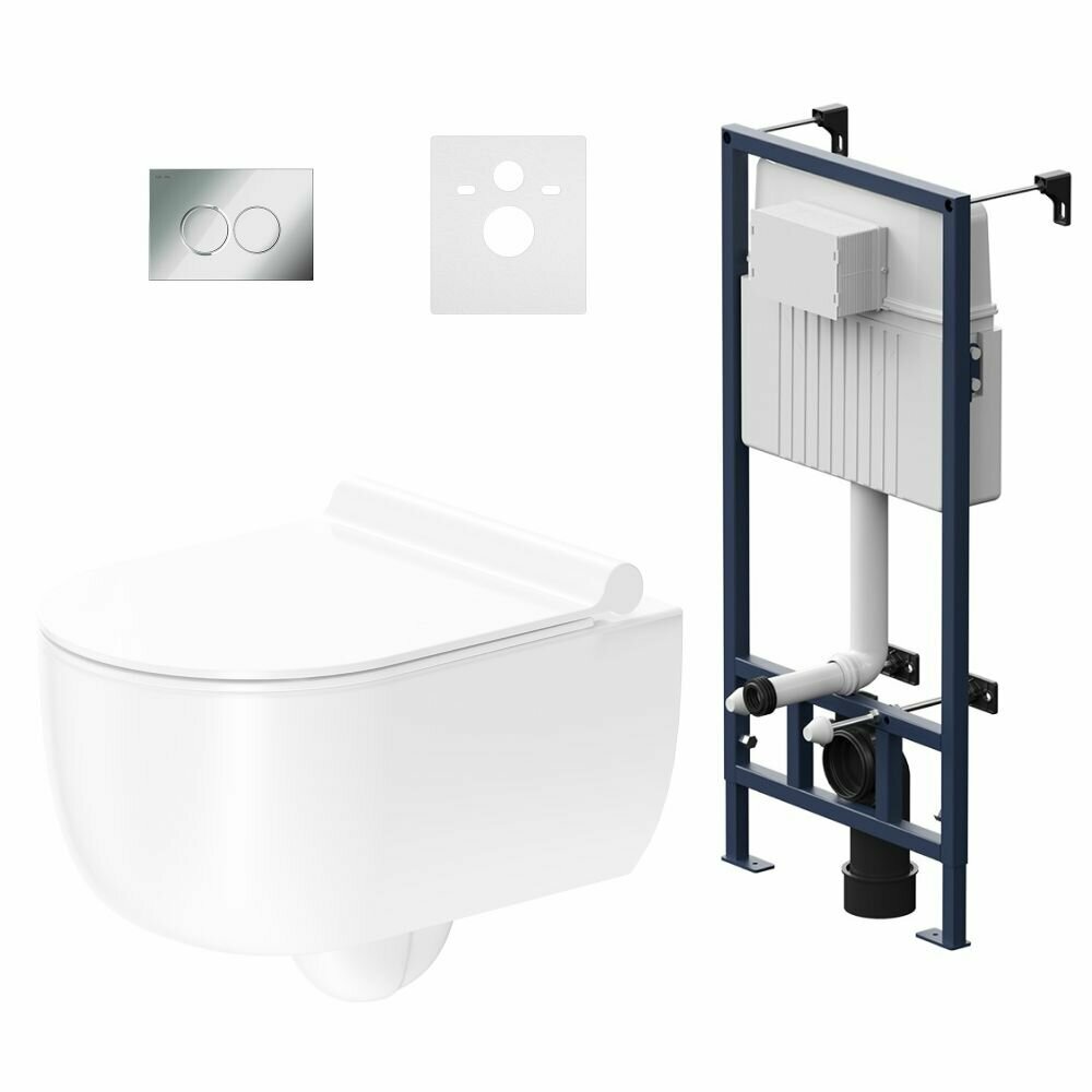 фото Инсталляция AM.PM с подвесным унитазом Damixa Pulsar DX72. IS40151.1700 безободковый, комплект 6 в 1 с сиденьем микролифт