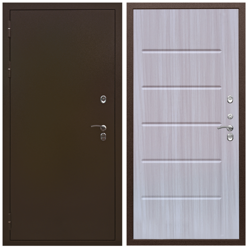 Входная дверь Армада Термо 3К Молоток коричневый; МДФ 10 мм ФЛ-102 Сандал белый