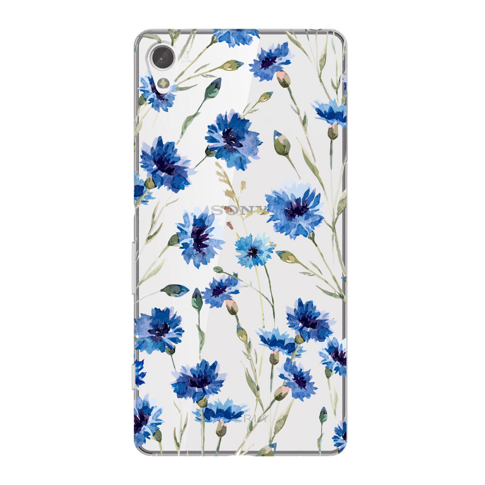 Чехол и защитная пленка для Sony Xperia Z3+ Deppa Art Case Flowers васильки