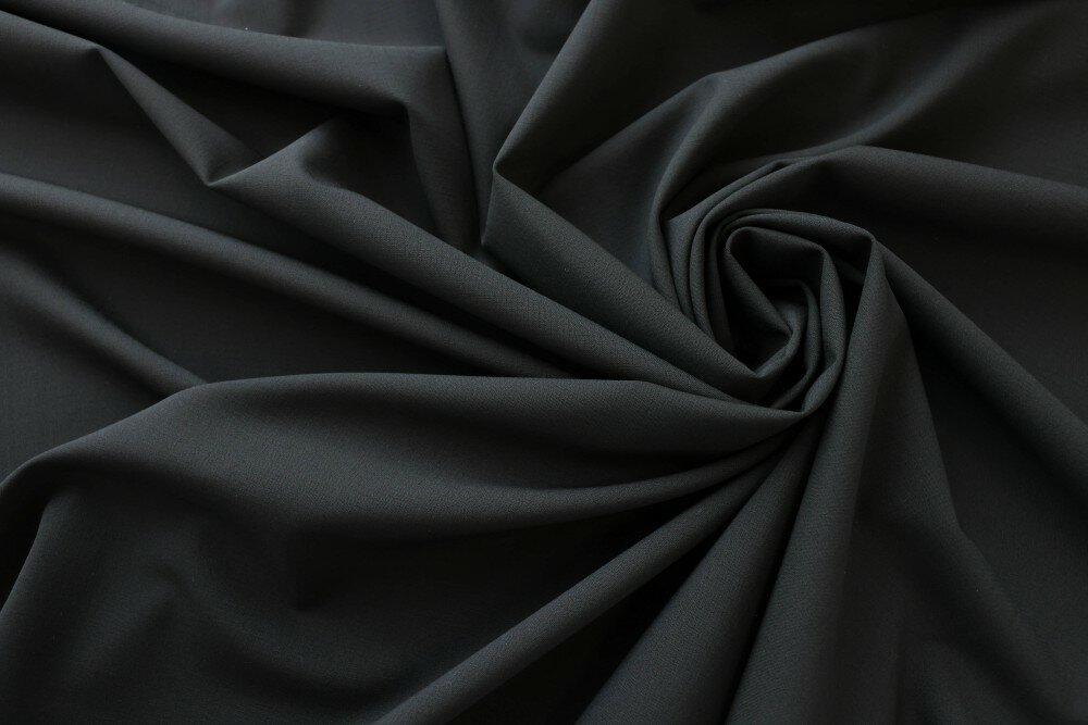 Ткань костюмная шерсть черного цвета с эластаном