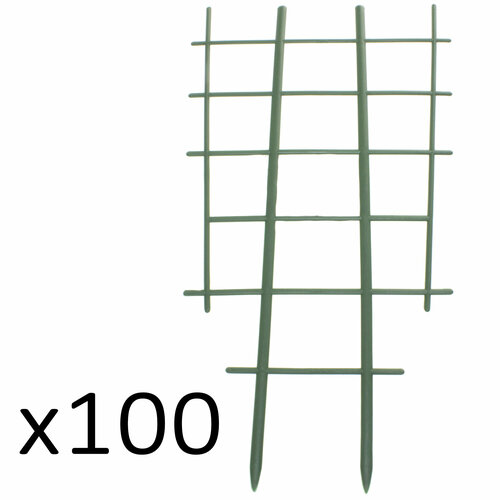 Набор шпалер 100 штук. Опора для растений h=46 см (шпалера), зеленый пластик