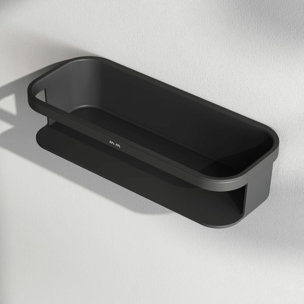 фото Полка для ванной комнаты AM.PM Func A8F53122 черный, корзина для душа, подвесная, настенная, гарантия 5 лет,