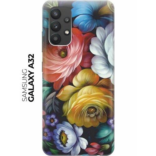 Чехол - накладка ArtColor для Samsung Galaxy A32 с принтом Цветочная роспись чехол накладка artcolor для samsung galaxy note 20 ultra с принтом цветочная роспись