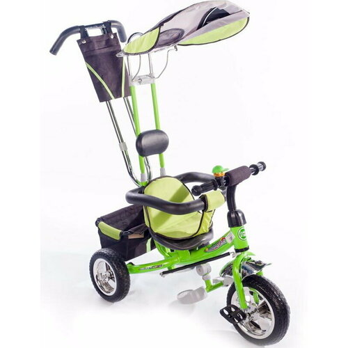 Трехколесный велосипед JS08ET с ручкой, eva колеса Зеленый