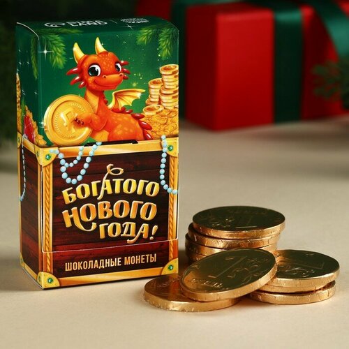 Фабрика счастья Шоколадные монеты «Богатого нового года», 60 г (10 шт. х 6 г).