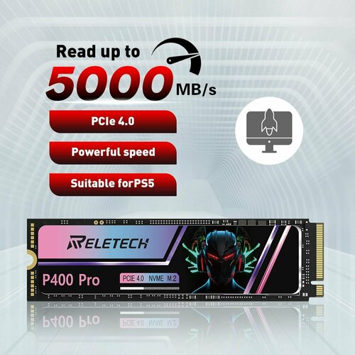 1 ТБ Внутренний SSD диск Reletech PCI Express4.0, M.2 2280 (P400 PRO M.2 PCle.0 SSD)