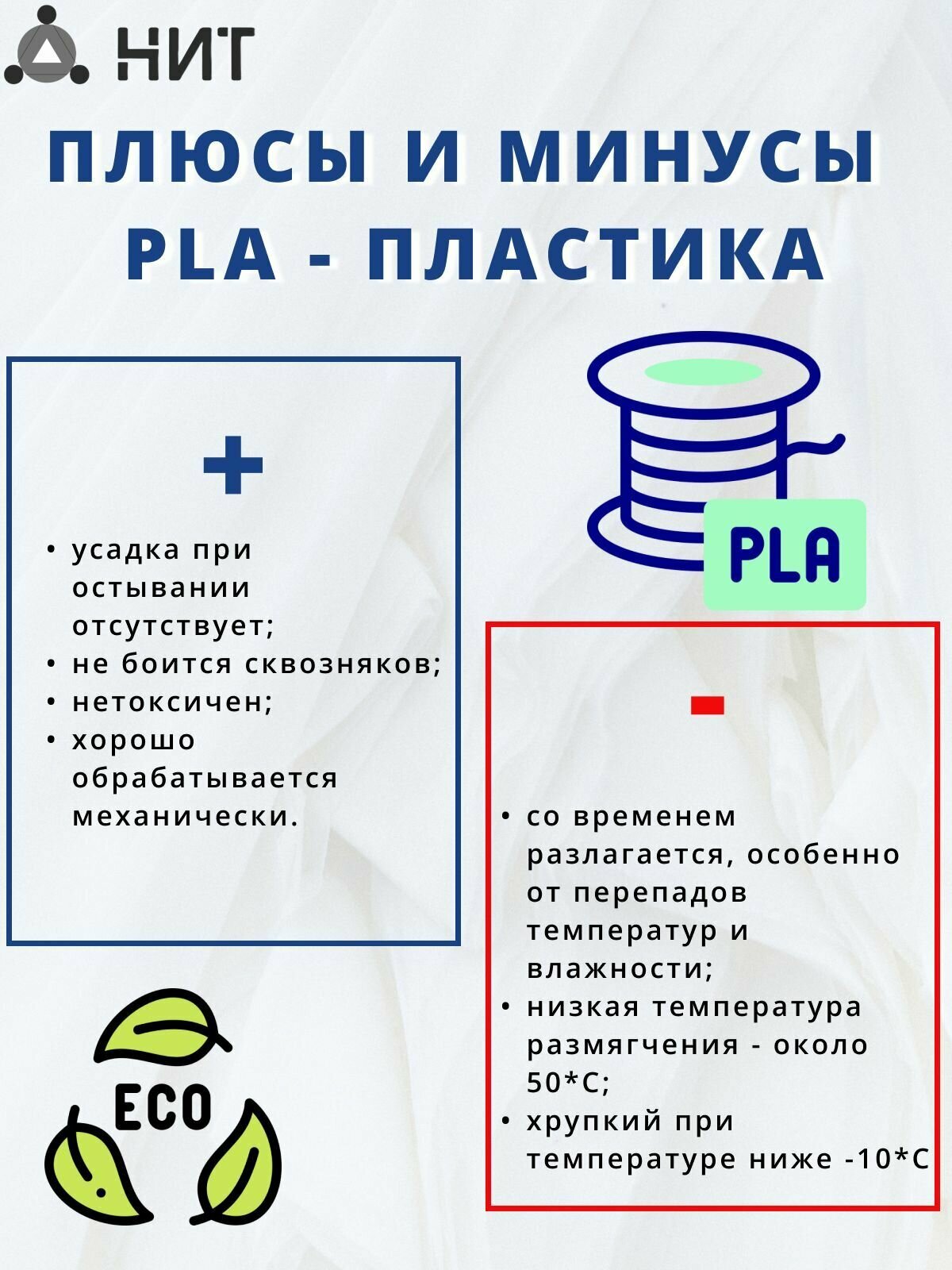 Пластик для 3D печати "НИТ" PLA белый 1 кг