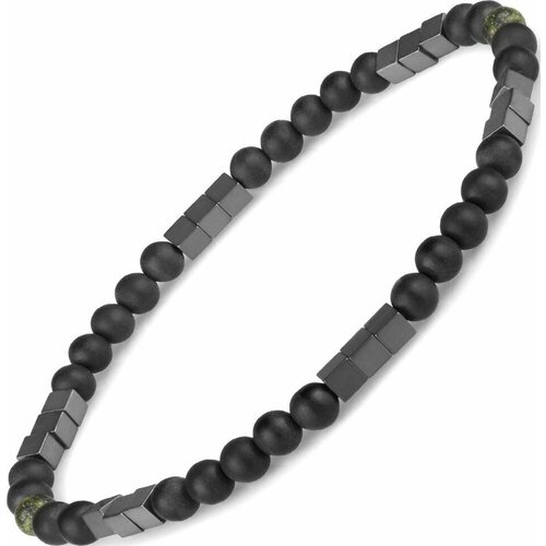 фото Браслет everiot, гематит, змеевик, размер 22 см, черный