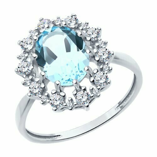 Кольцо Diamant online, серебро, 925 проба, фианит, топаз