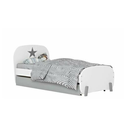Кровать детская Polini kids Mirum 1915 c ящиком, белый / серый 1900х900