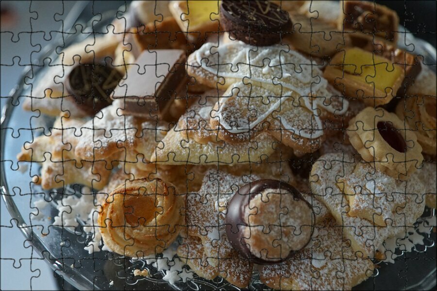 Магнитный пазл "Печенье, еда, рождественское печенье" на холодильник 27 x 18 см.