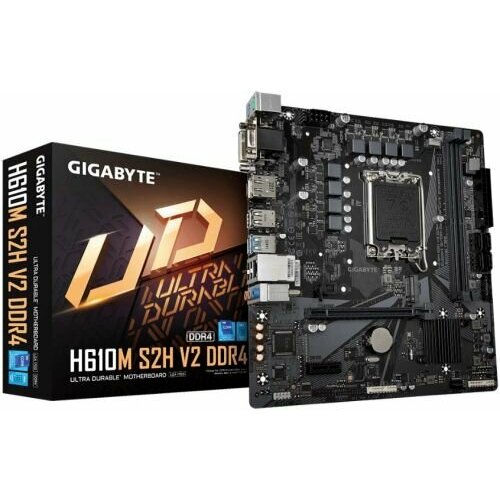 Материнская плата mATX GIGABYTE H610M S2H V2 DDR4 LGA1700 H610 2DDR4 3200 4SATA 6G M2 2PCIE Glan D-Sub DVI-D DP HDMI 2USB 32 4U 950500₽